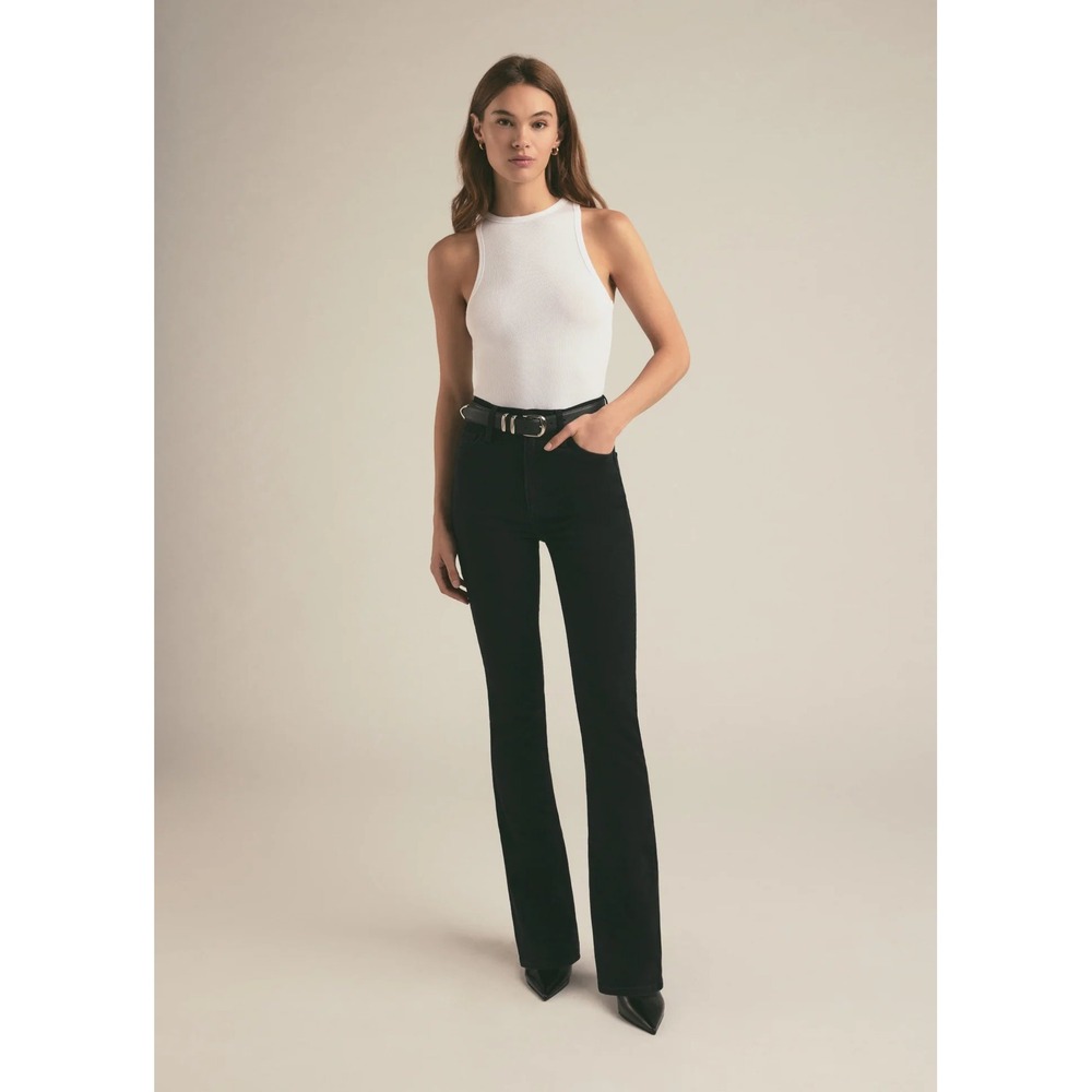 Favorite Daughter Valentina Super High Rise Mini Boot Jeans Women 32 Kyoto Black